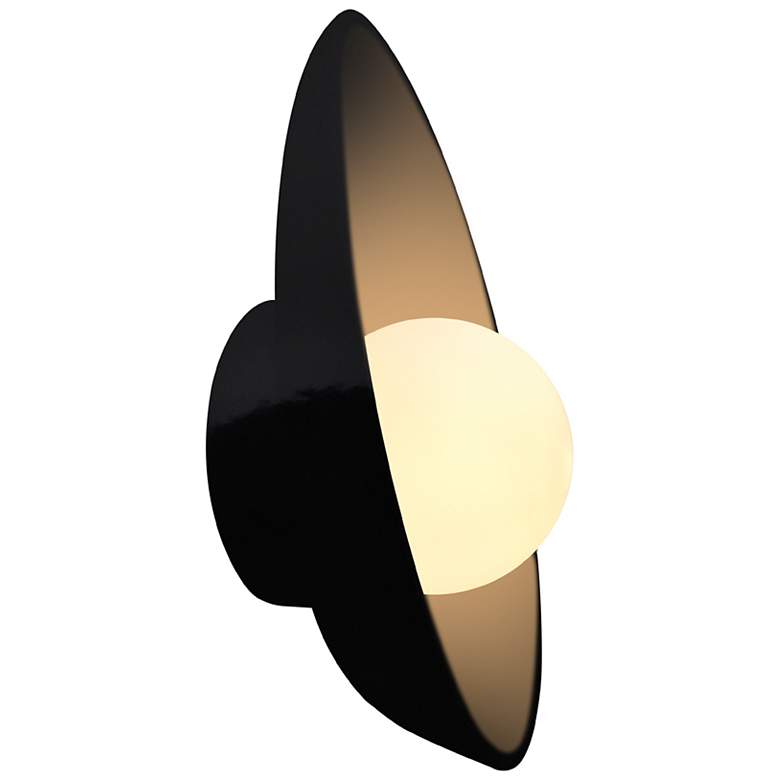 Image 2 Ambiance 12" Gloss Black Oval Coupe Wall Sconce more views