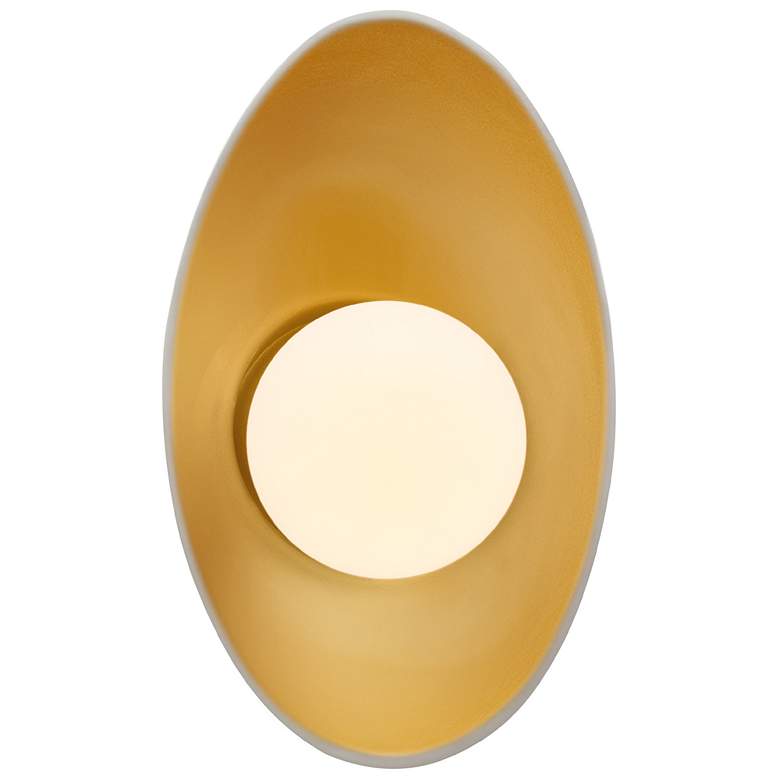 Image 1 Ambiance 12" Matte White/Champagne Gold Oval Coupe Wall Sconce