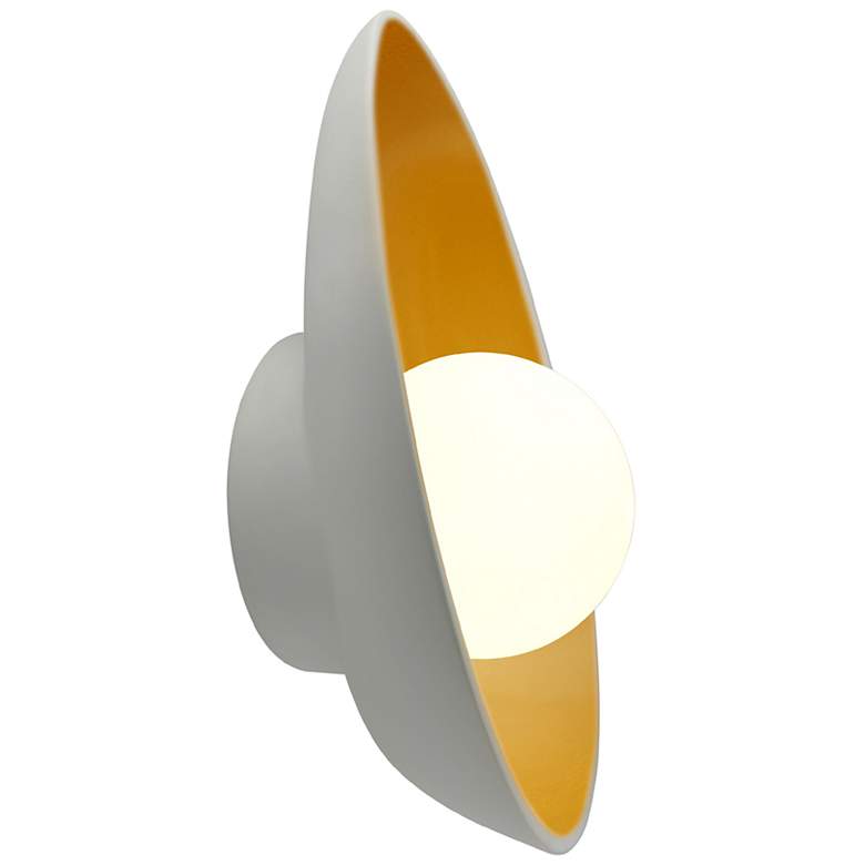 Image 2 Ambiance 12" Matte White/Champagne Gold Oval Coupe Wall Sconce more views