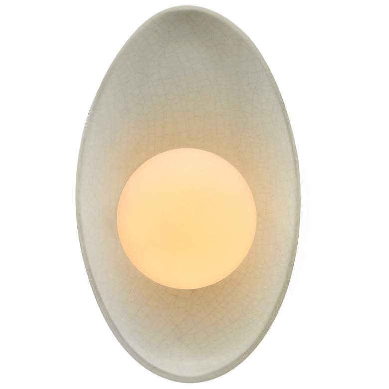 Image 1 Ambiance 12" White Crackle Oval Coupe Wall Sconce