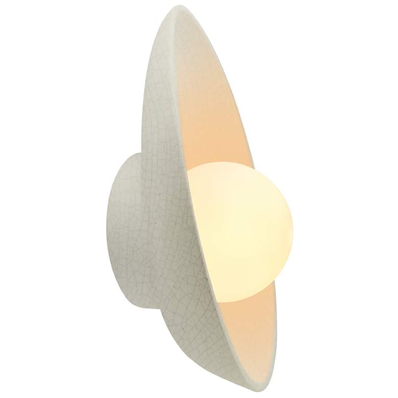 Image 2 Ambiance 12" White Crackle Oval Coupe Wall Sconce more views