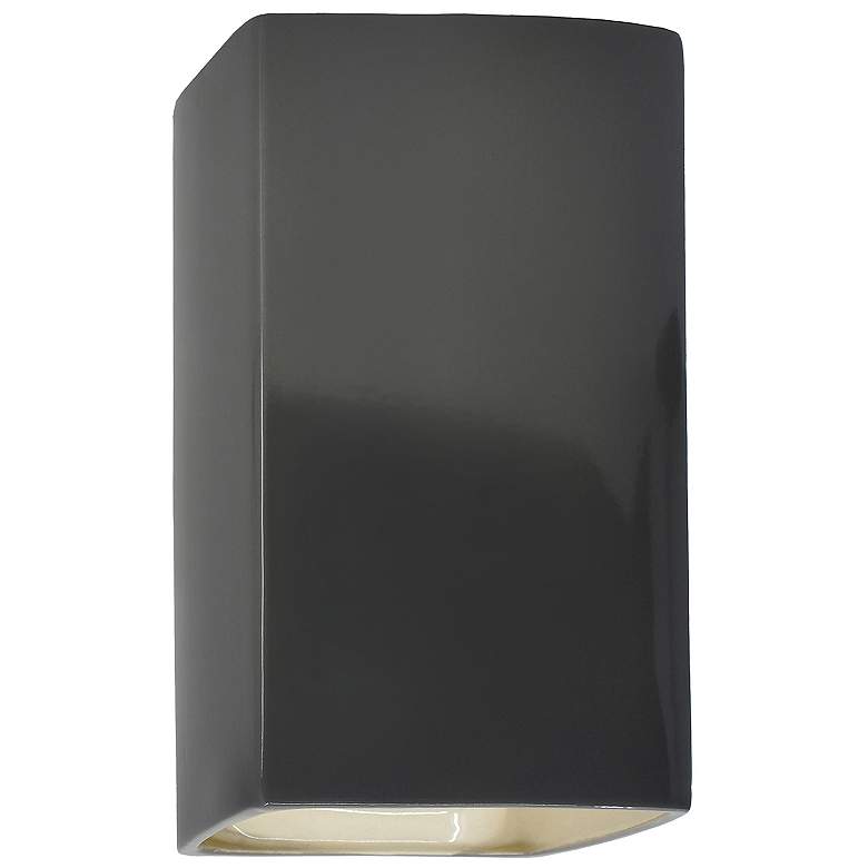 Image 1 Ambiance 13.5 inch High Gloss Grey Large Rectangle Closed Top Wall Sconce