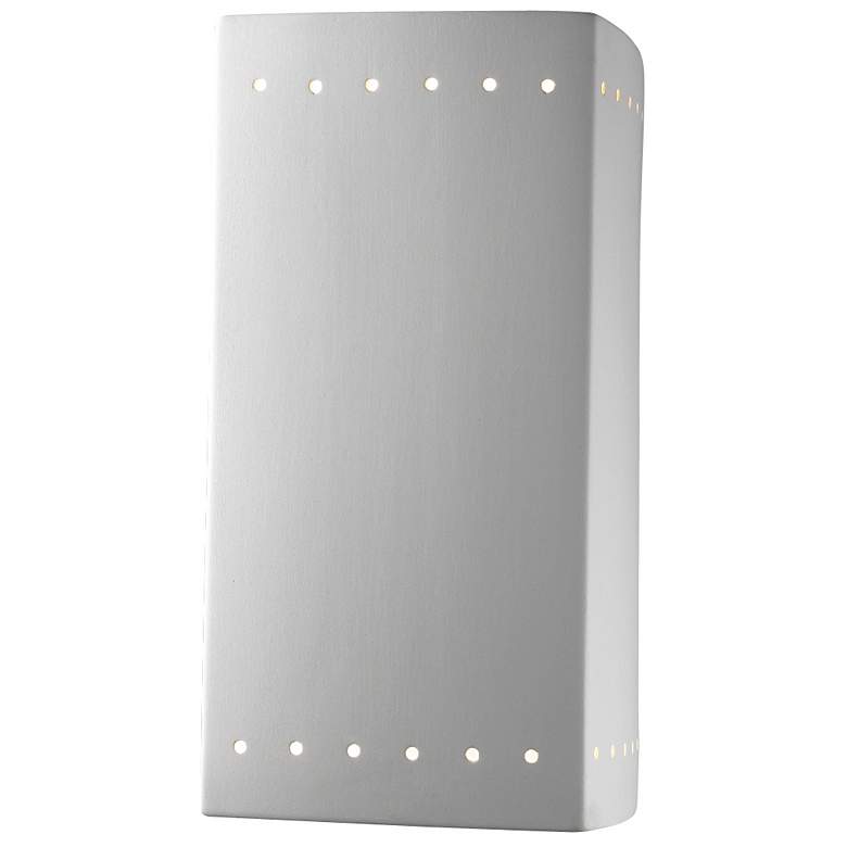 Image 1 Ambiance 13.5"H Closed Top Bisque Large Rectangle Perfs Outdoor LED Sc