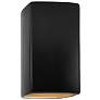 Ambiance 13.5"H Matte Black and Gold Rectangle Closed Top Wall Sconce