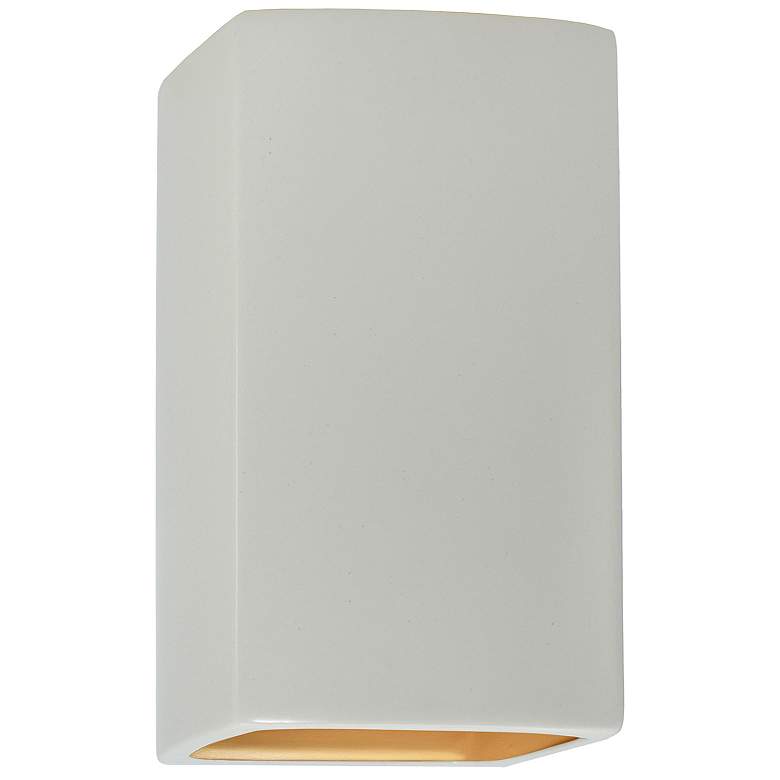 Image 1 Ambiance 13.5"H Matte White and Gold  Rectangle Closed Top LED Wall Sc