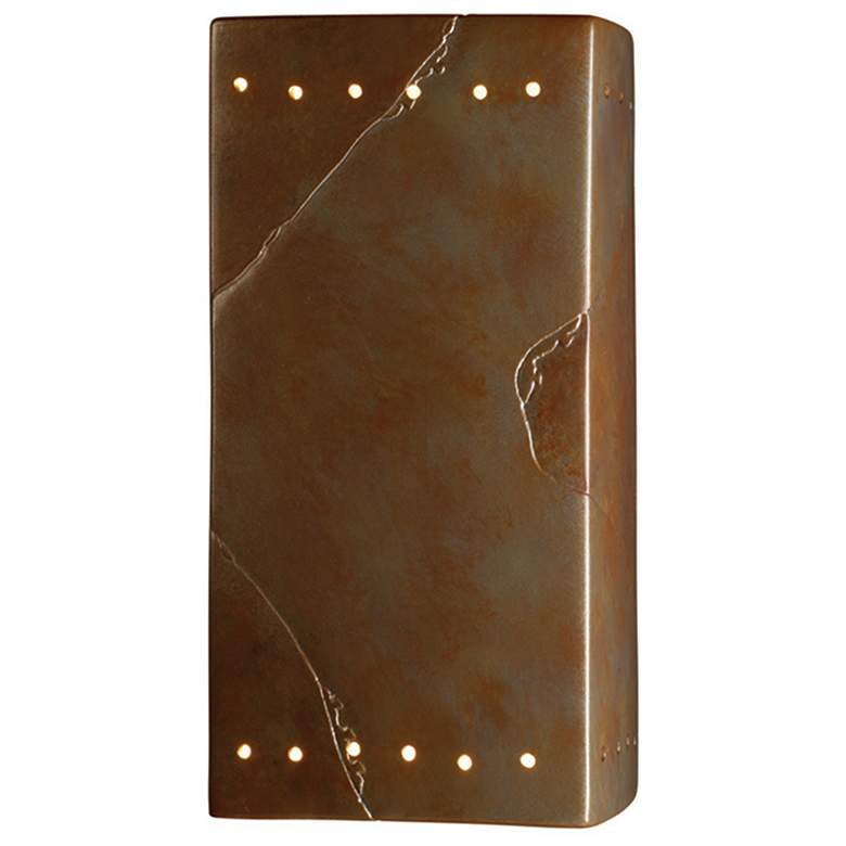 Image 1 Ambiance 13.5"H Open Tierra Red Slate Large Rectangle w/ Perfs LED Sco