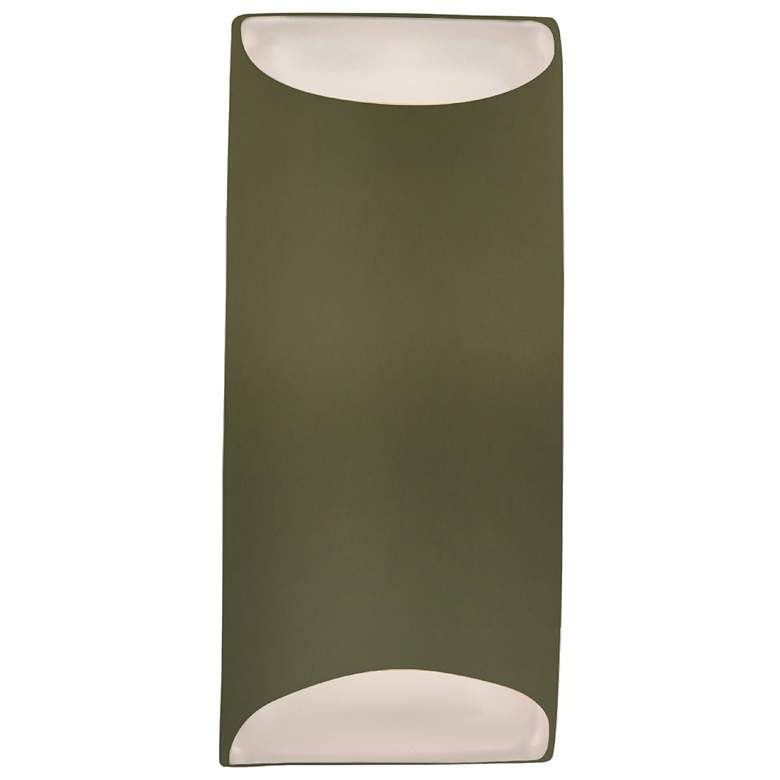 Image 1 Ambiance 13.75" Matte Green Large Tapered Cylinder ADA Outdoor LED Sco