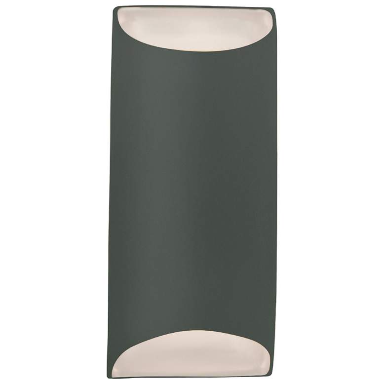 Image 1 Ambiance 13.75" Pewter Green Large Tapered Cylinder ADA Wall Sconce