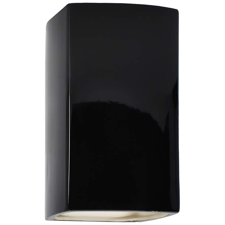 Image 1 Ambiance 13 1/2 inch High Gloss Black Rectangle LED Wall Sconce