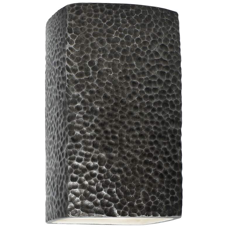 Image 1 Ambiance 13 1/2" High Hammered Pewter Rectangle ADA Sconce