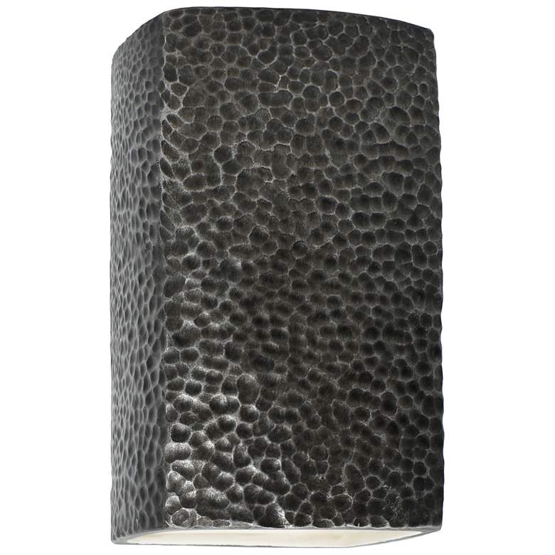 Image 1 Ambiance 13 1/2 inch High Hammered Pewter Rectangle LED Sconce
