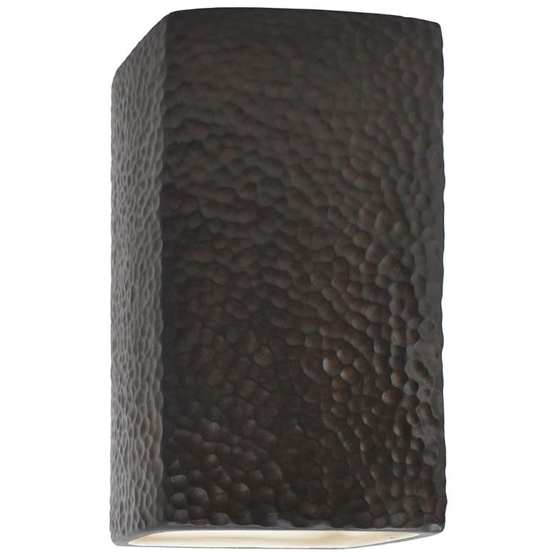 Image 1 Ambiance 13 1/2"H Hammered Iron Rectangle LED Outdoor Sconce