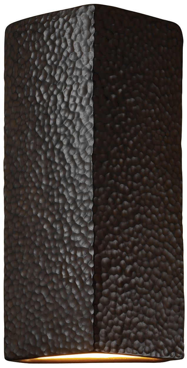 Ambiance 13 1/4"H Hammered Iron Rectangle ADA Wall Sconce - Made to Order