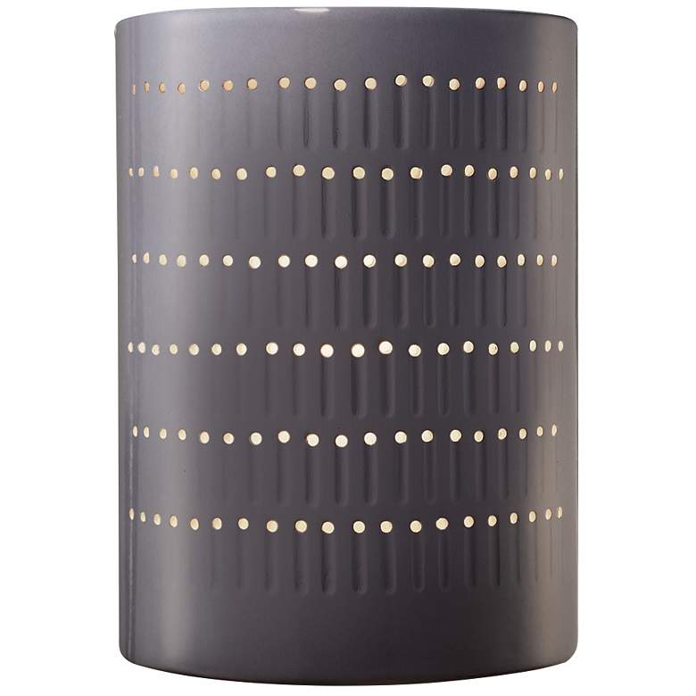 Image 1 Ambiance 13 1/4 inch High Gloss Gray Cylinder LED Wall Sconce