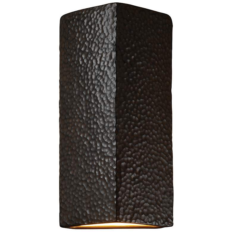Image 1 Ambiance 13 1/4 inchH Hammered Iron Rectangle ADA Wall Sconce
