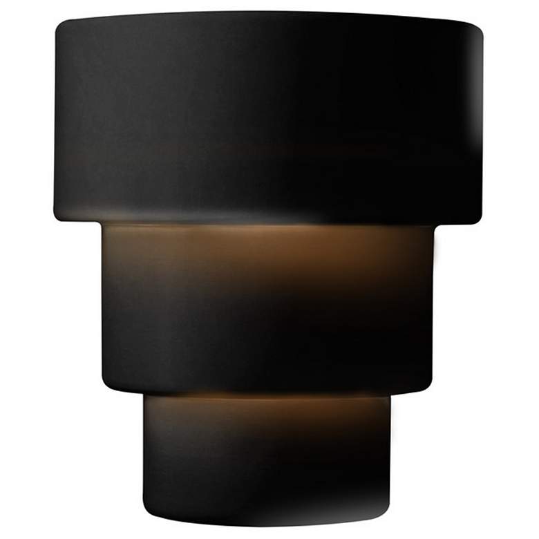 Image 1 Ambiance 14.25" High Gloss Black Large Terrace Wall Sconce