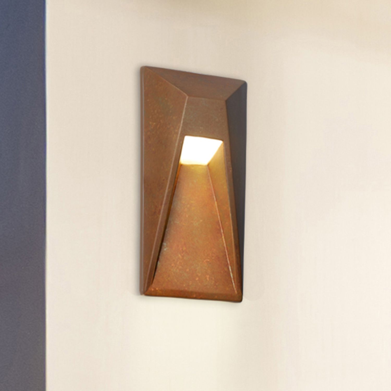 Thumbnail1 of Ambiance 15" Rust Patina Vertice ADA Outdoor LED Wall Sconce