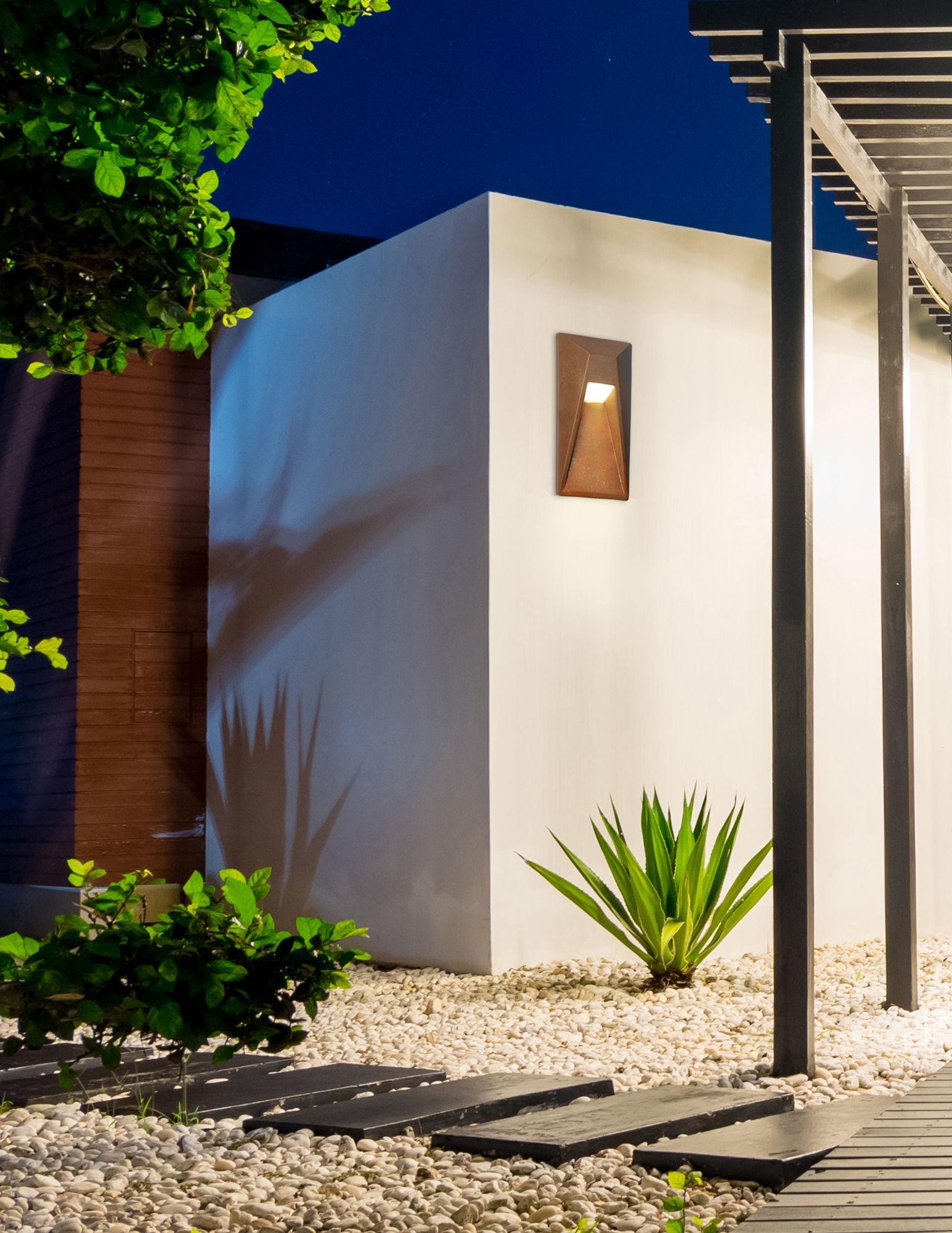 Thumbnail3 of Ambiance 15" Rust Patina Vertice ADA Outdoor LED Wall Sconce more views
