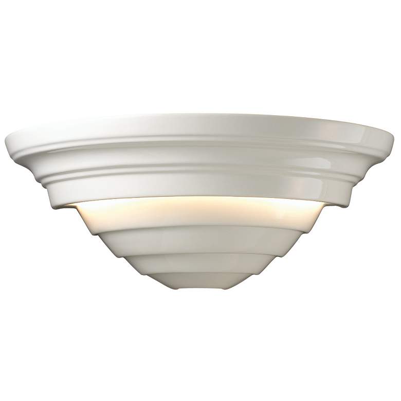 Image 1 Ambiance 6 1/4 inch High Gloss White Ceramic Supreme Wall Sconce