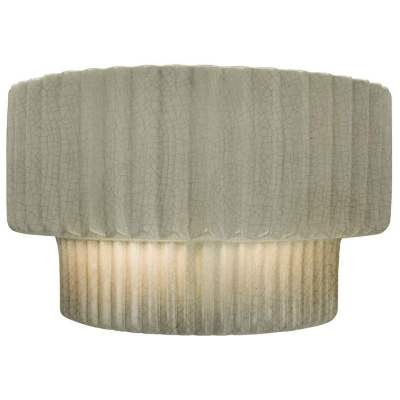Image 1 Ambiance 6" Celadon Green Crackle Tier Pleated ADA Wall Sconce