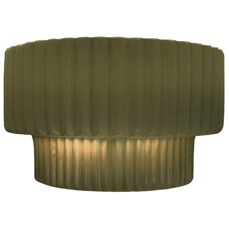 Image 1 Ambiance 6" Matte Green Tier Pleated ADA Wall Sconce