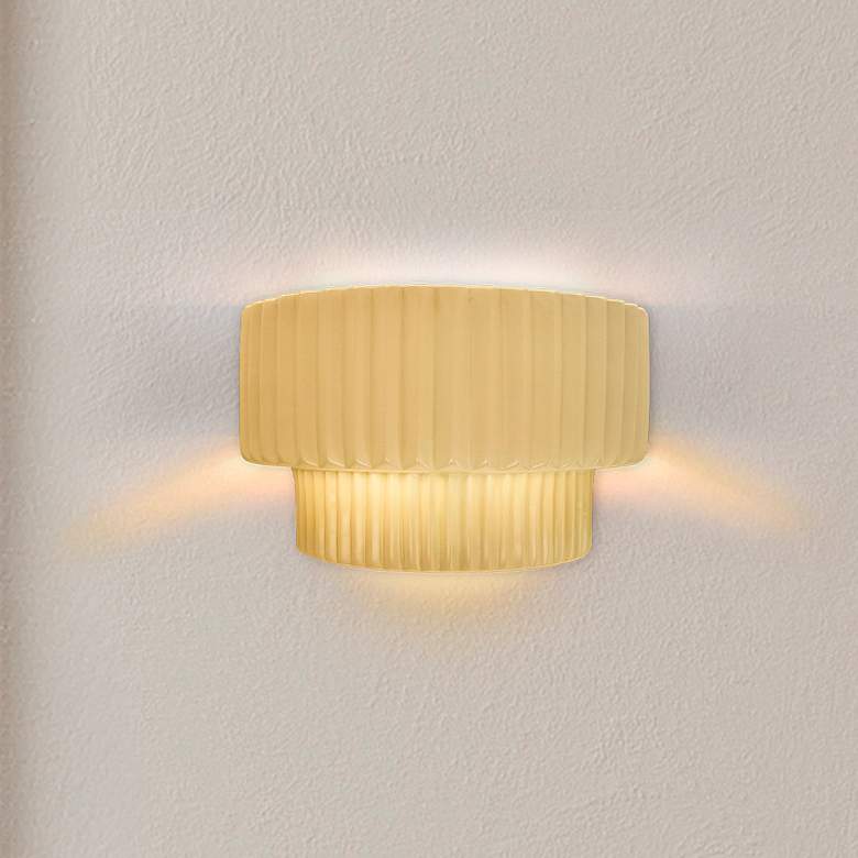 Image 1 Ambiance 6" Muted Yellow Tier Pleated ADA Wall Sconce