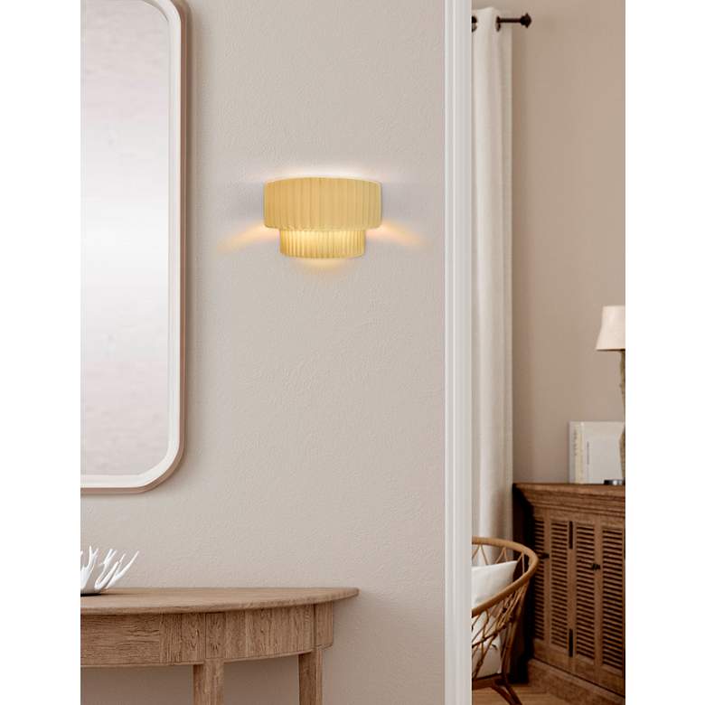 Image 3 Ambiance 6" Muted Yellow Tier Pleated ADA Wall Sconce more views