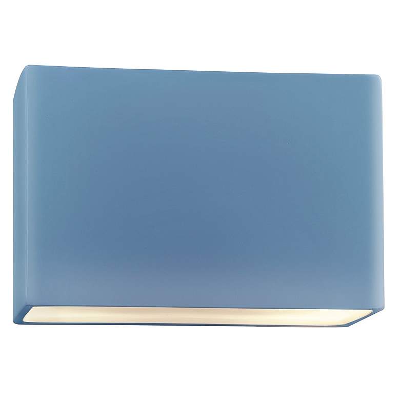 Image 1 Ambiance 6"H Closed Top Sky Blue Small Rectangle Wide ADA LED Wall Sco