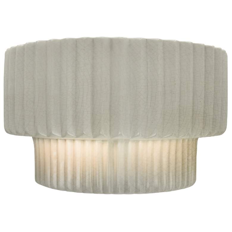 Image 1 Ambiance 6"H White Crackle Tier Pleated ADA LED Wall Sconce