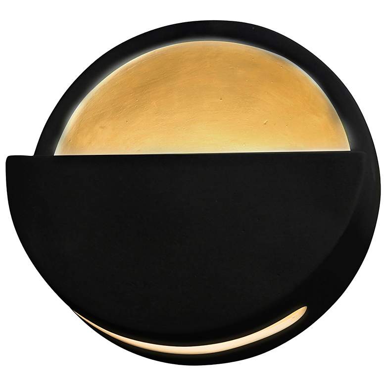 Image 1 Ambiance 8" High Matte Black And Gold ADA Dome LED Uplight Wall Sconce