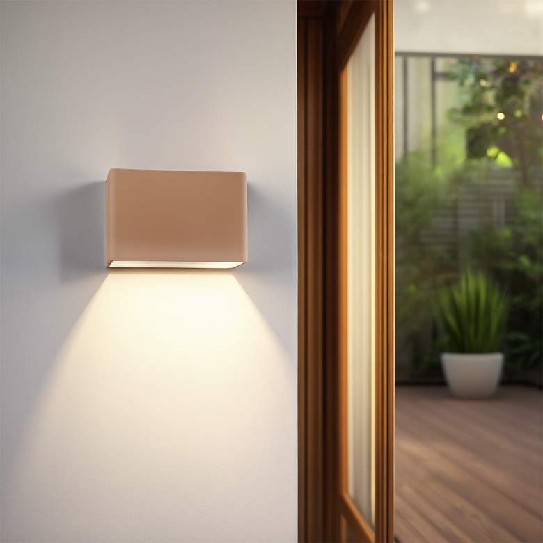 Image 2 Ambiance 8" Closed Top Adobe Large Rectangle Wide ADA Wall Sconce more views