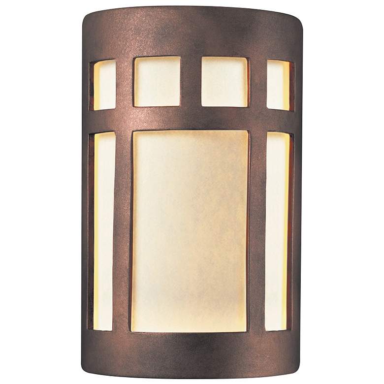 Image 1 Ambiance 9.25"H Antique Copper & White ADA Prairie Window LED Wall Sconce