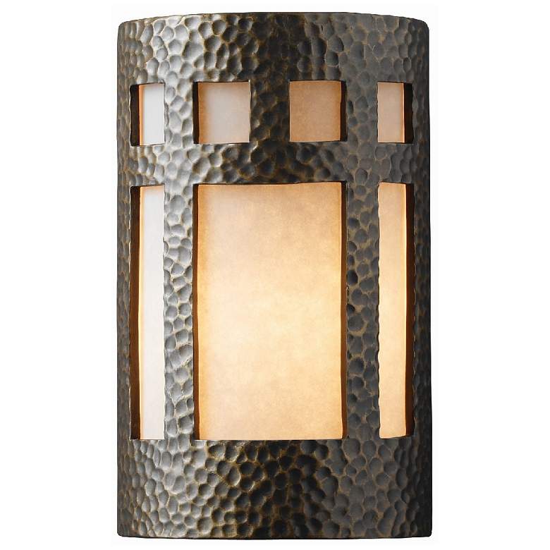 Image 1 Ambiance 9.25" Open Hammered Brass Small Prairie Window ADA Outdoor Sc