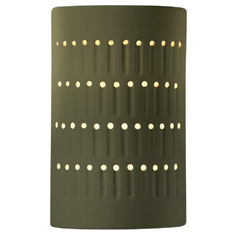 Image 1 Ambiance 9.25" Open Matte Green Small Cactus Cylinder Wall Sconce