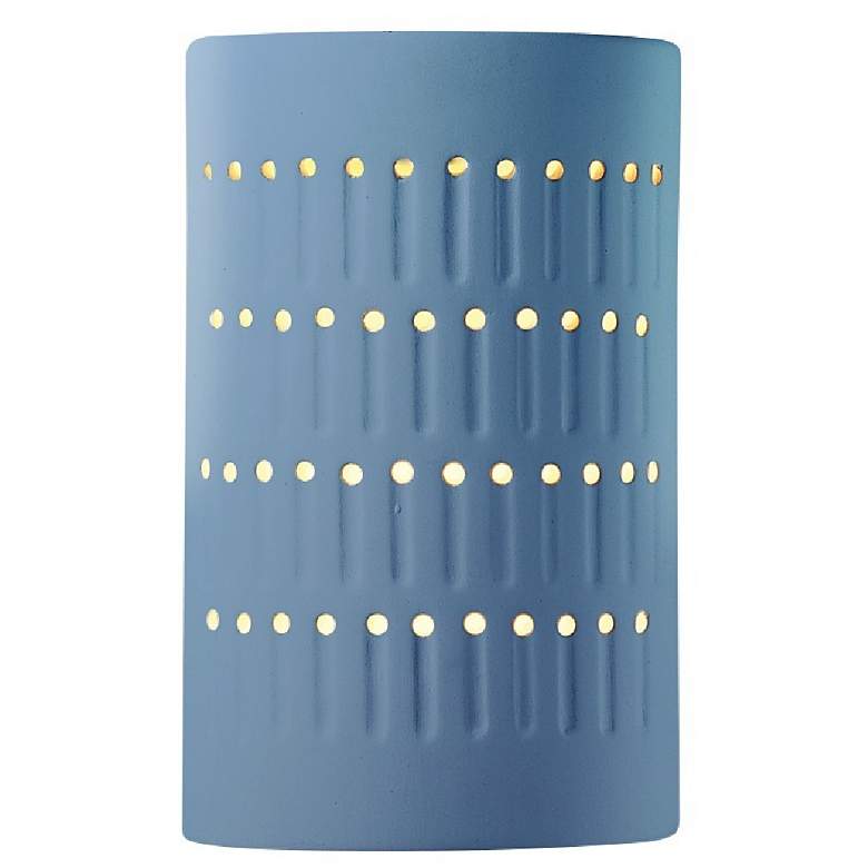 Image 1 Ambiance 9.25" Open Sky Blue Small Cactus Cylinder Wall Sconce