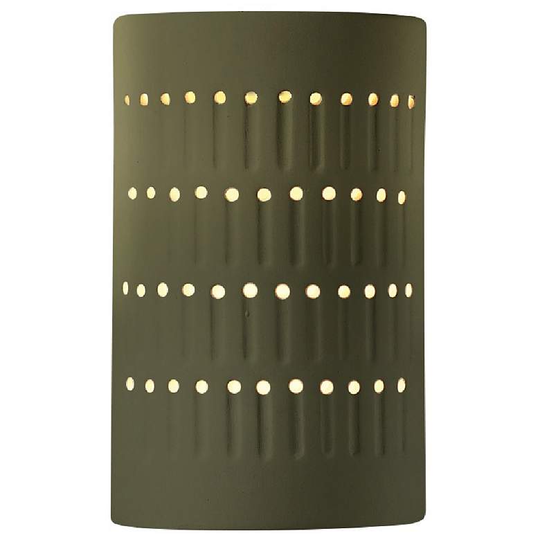 Image 1 Ambiance 9.25"H Open Matte Green Small Cactus Cylinder LED Wall Sconce