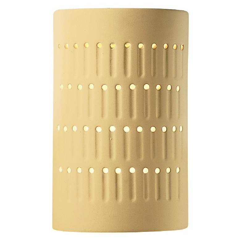Image 1 Ambiance 9.25"H Open Muted Yellow Small Cactus Cylinder LED Wall Sconc