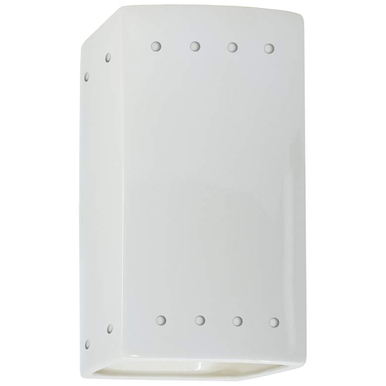 Image 1 Ambiance 9.5"H Gloss White Rectangle w/ Perfs Outdoor Wall Sconce