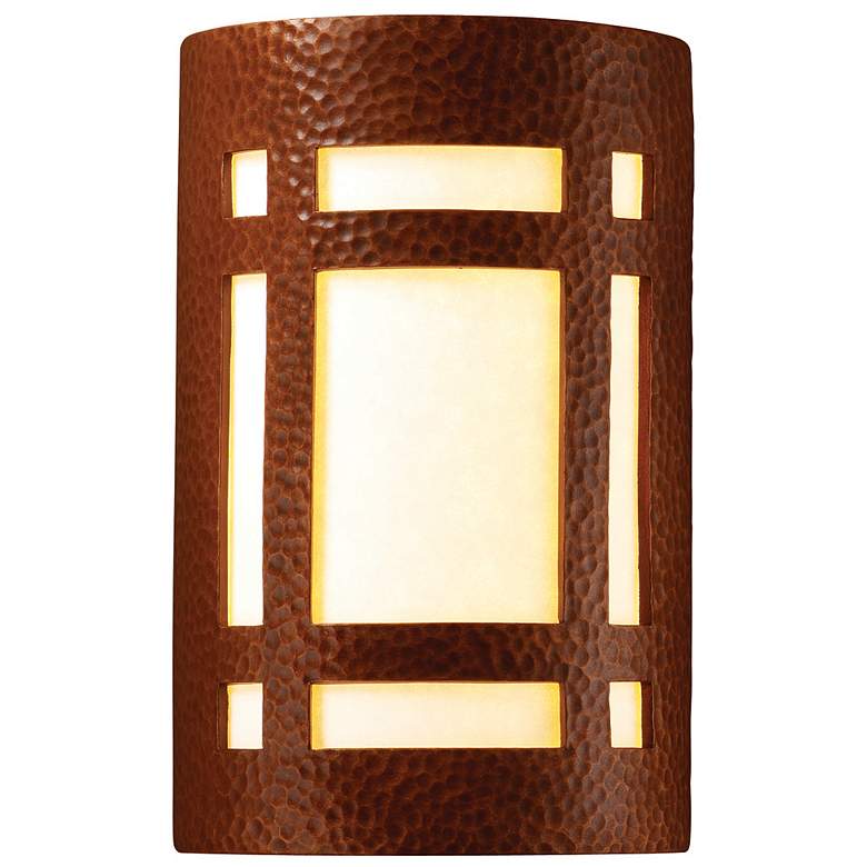 Image 1 Ambiance 9.5"H Hammered Copper ADA Craftsman Window Wall Sconce
