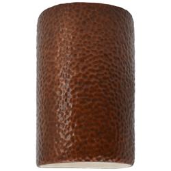 Ambiance 9.5"H Hammered Copper Cylinder Outdoor Wall Sconce