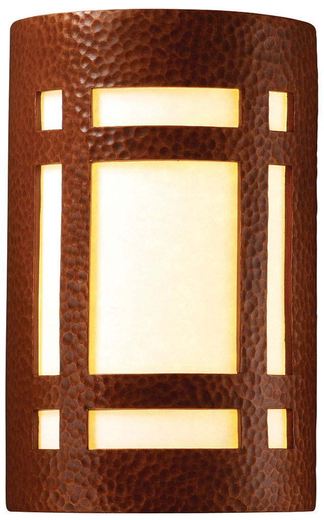 Ambiance 9.5" Hammered Copper ADA Craftsman Window Wall Light Made to Order