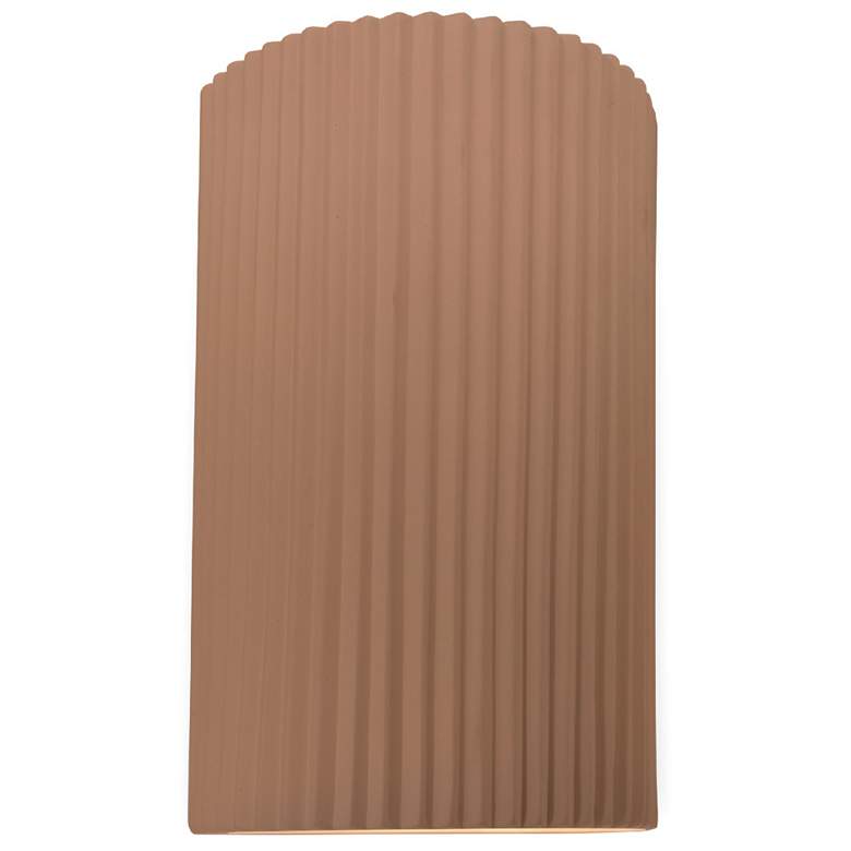 Image 1 Ambiance 9.5" Adobe Small Cylinder Pleated ADA Outdoor LED Wall Sconce