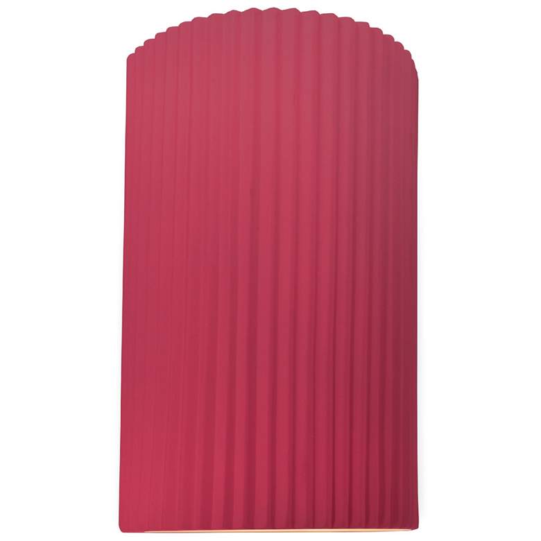 Image 1 Ambiance 9.5" Cerise Small Cylinder Pleated ADA Outdoor LED Wall Sconc