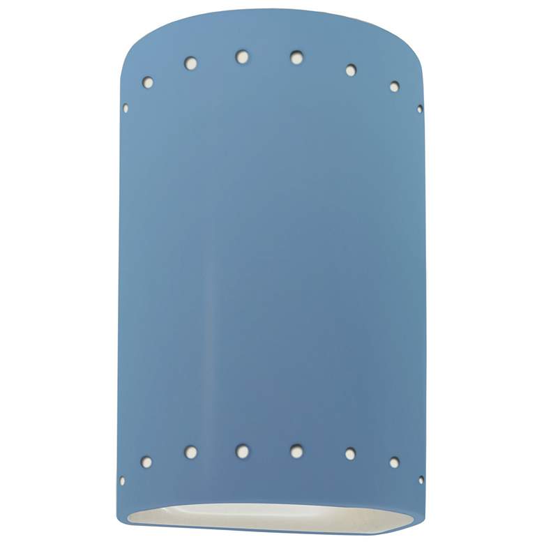 Image 1 Ambiance 9.5" Closed Top Sky Blue Small Cylinder w/ Perfs Outdoor Scon