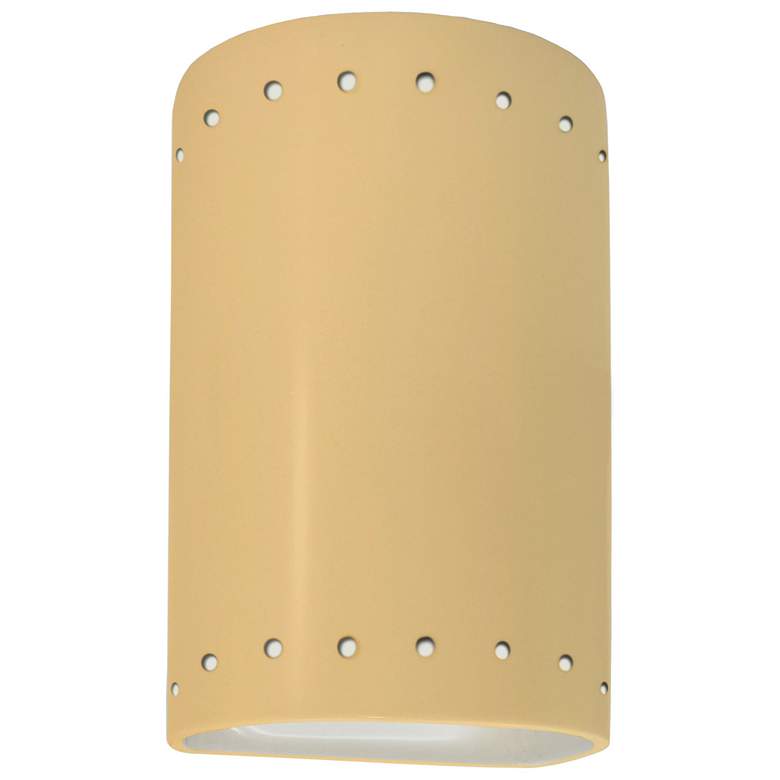 Image 1 Ambiance 9.5" Closed Top Yellow Small Cylinder w/ Perfs Outdoor Sconce