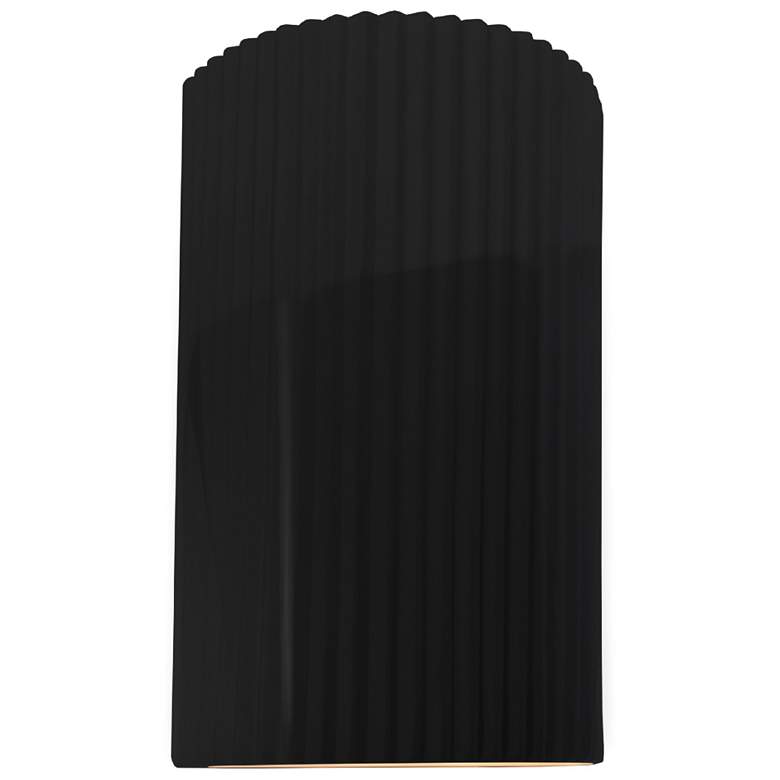 Image 1 Ambiance 9.5" Gloss Black/Matte White Small Pleated Cylinder ADA Sconc