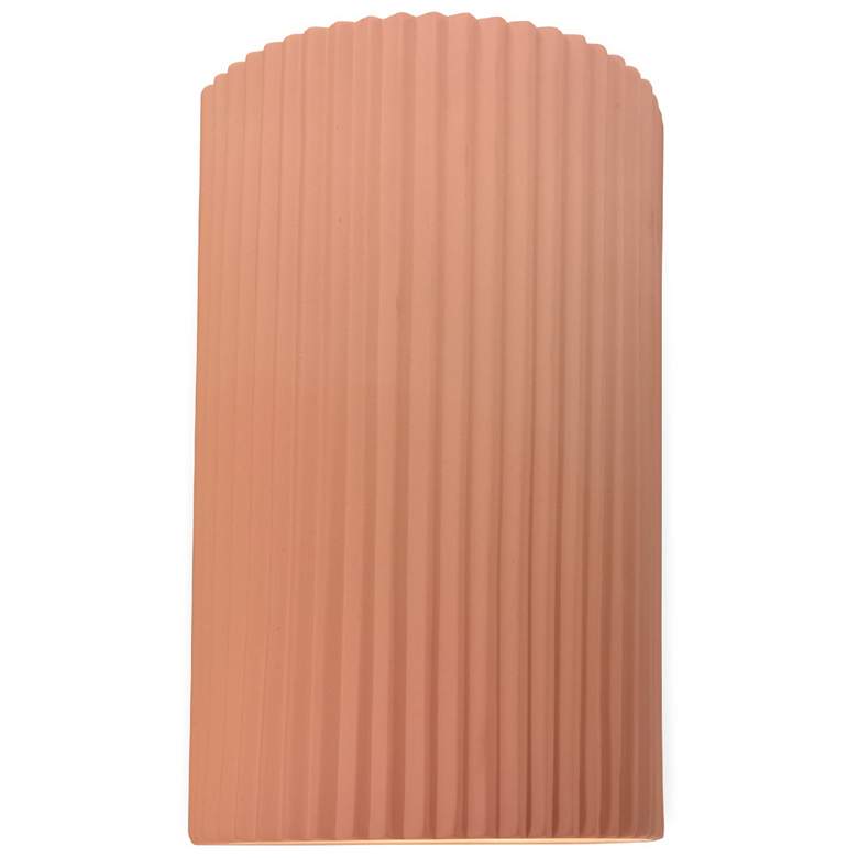 Image 1 Ambiance 9.5" Gloss Blush Small Cylinder Pleated ADA Outdoor LED Sconc
