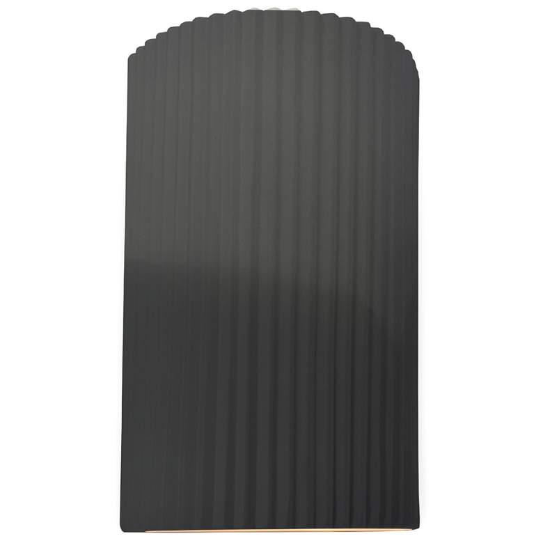 Image 1 Ambiance 9.5" Gloss Grey Small Cylinder Pleated ADA Outdoor LED Wall S