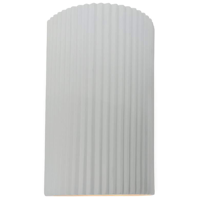Image 1 Ambiance 9.5" Gloss White Small Cylinder Pleated ADA Outdoor LED Sconc