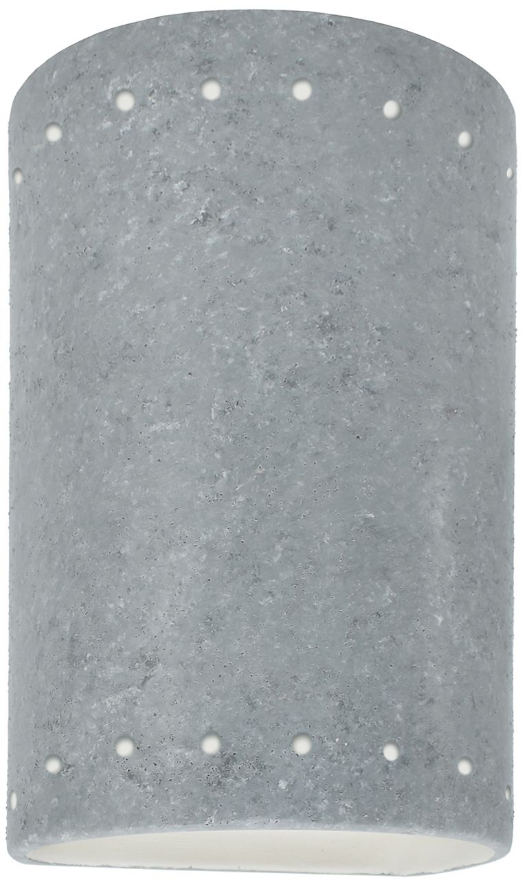 Ambiance 9.5" High Concrete Small Perfs Cylinder Outdoor Wall Sconce